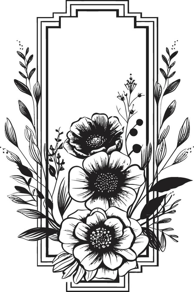 abstrakt noir blüht Hand gerendert Vektor Design schick Blumen- Skizzen schwarz minimalistisch Symbol Element