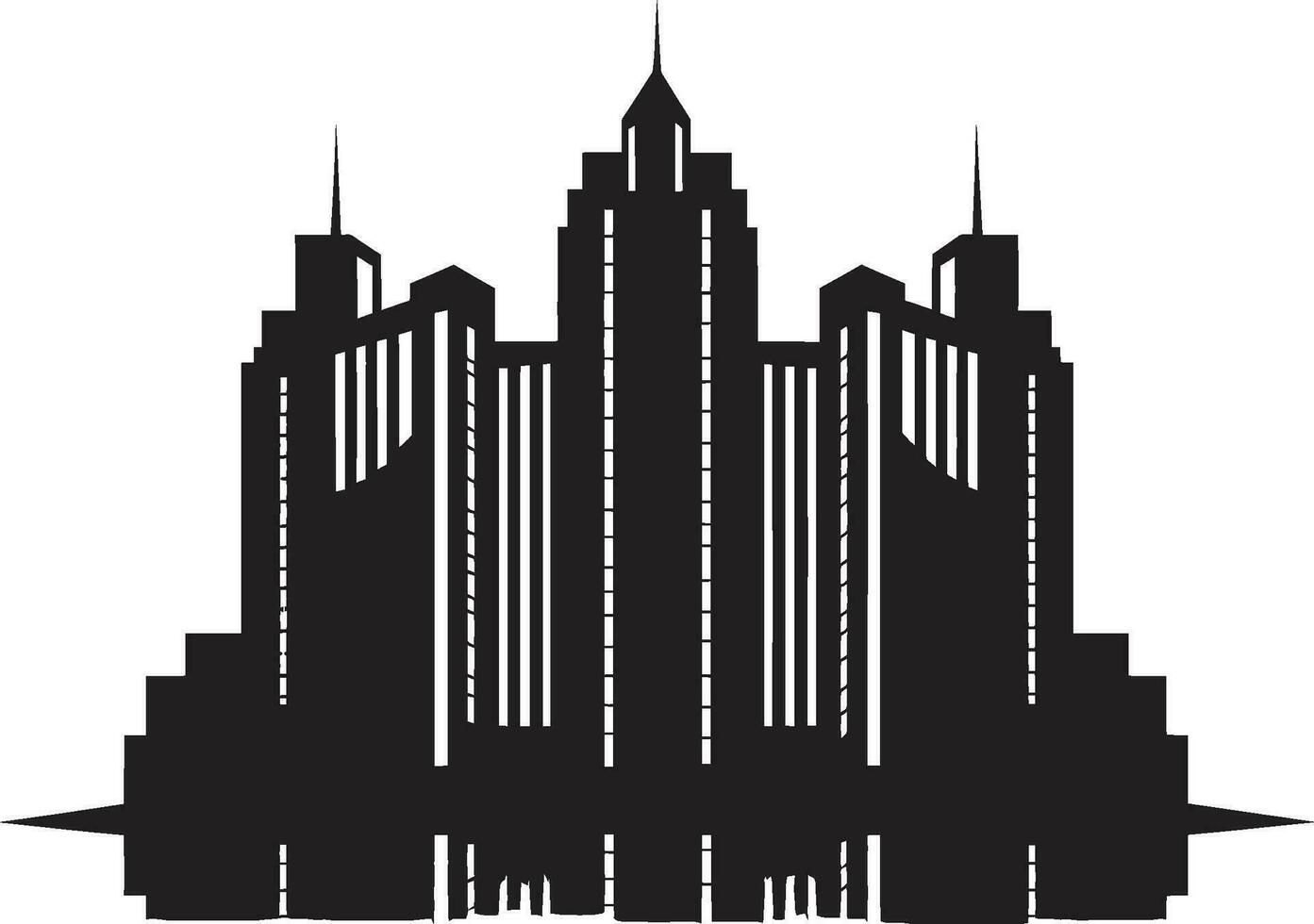 Stadt Aussicht Schichten mehrblumig Stadtbild Vektor Emblem Design städtisch Matrix Höhen mehrstöckig Stadt Gebäude Vektor Symbol