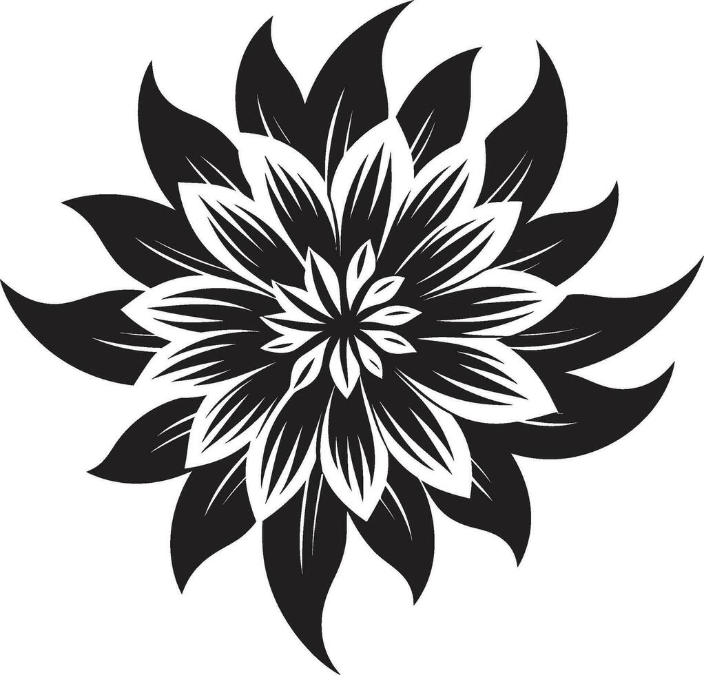anmutig Vektor blühen minimalistisch schwarz Logo glatt Blütenblatt Abstraktion einfach handgemacht Symbol