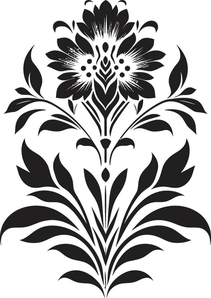 geometrisch blühen schwarz Fliese Design Logo abstrakt Blumen- Gitter geometrisch Vektor Emblem