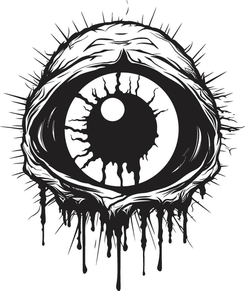 dämonisch Zombie Auge gruselig schwarz Symbol chillen Untote Sicht schwarz Zombie Auge Logo vektor