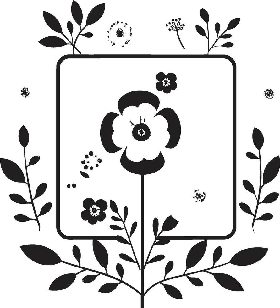 elegant handgjord blooms minimalistisk emblem enkel botanisk skiss svart vektor ikon