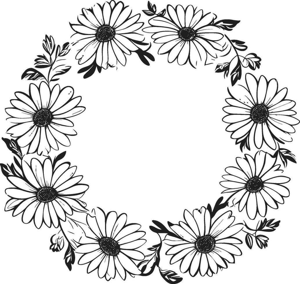 läcker daisy accenter svart vektor logotyp ikon förtjusande blommig halo daisy blomma svart ikon