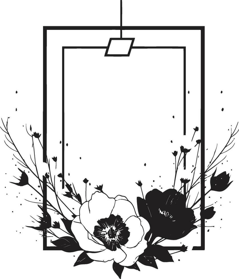 glatt Hand gerendert Reben schwarz ikonisch Design sauber noir Blütenblatt Komposition minimalistisch Symbol vektor