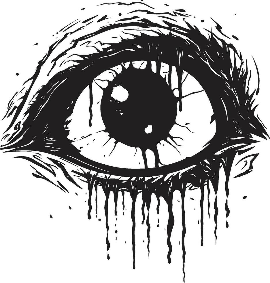 verfolgt Zombie aussehen Vektor unheimlich Auge Emblem albtraumhaft Blendung schwarz Zombie Auge Design