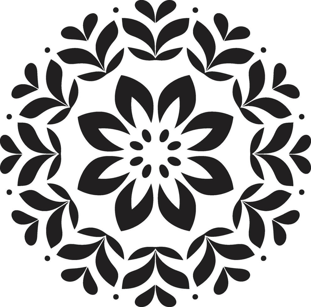 Blumen- Harmonie Vektor Fliese Symbol Design strukturiert blüht schwarz Blumen- Emblem