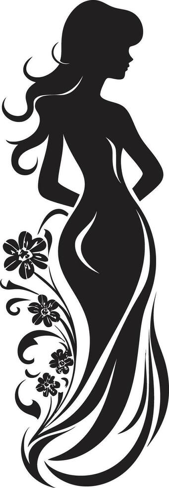 wunderlich feminin Glanz Vektor Gesicht modern Blume Porträt schwarz Frau Emblem