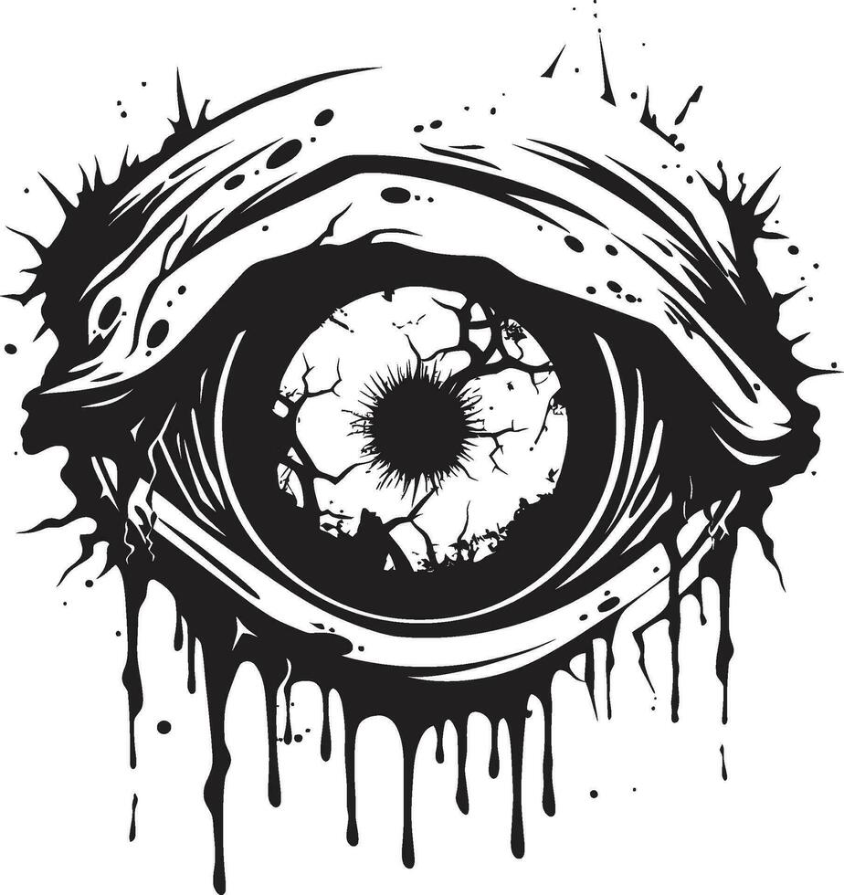 gruselig Untote Vision Vektor Zombie Auge Emblem schrecklich starren schwarz gruselig Auge Logo