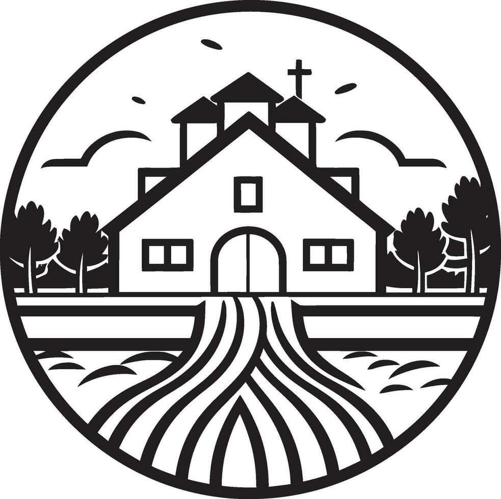 Ernte Zuhause Oase Bauern Bauernhaus Vektor Emblem Agrar Aufenthalt Kennzeichen Bauernhaus Design Vektor Symbol