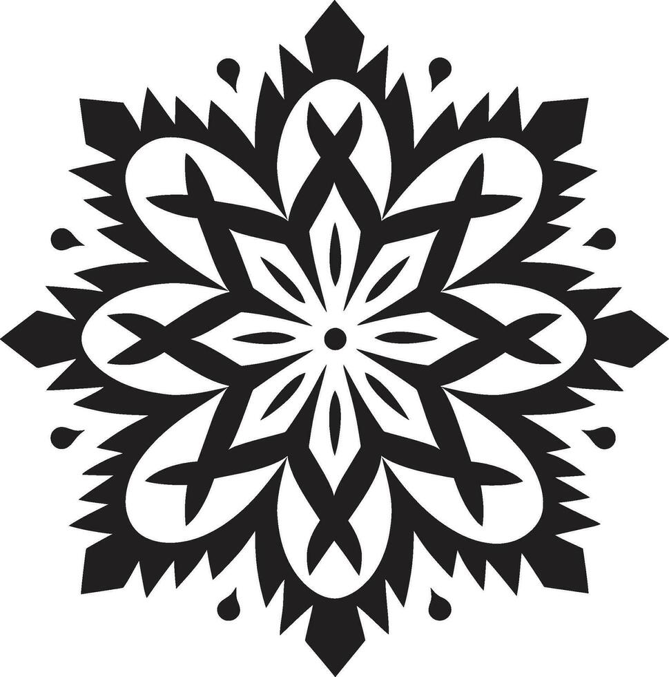 botanisk tesselleringar svart vektor blommig design kronblad mönster geometrisk blommig ikon i svart bricka
