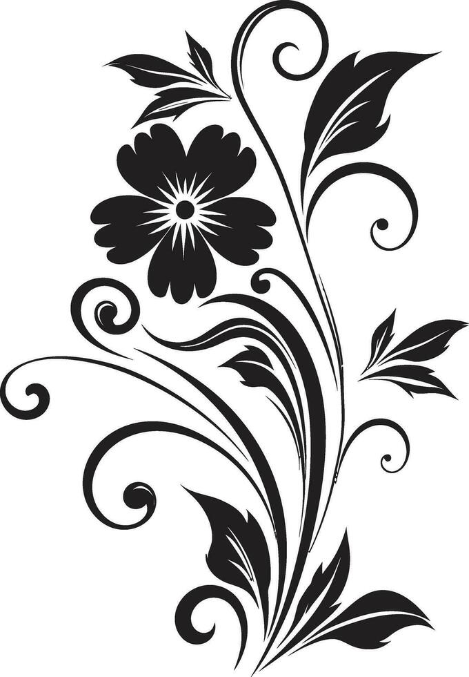 mystisch botanisch Charme Hand gezeichnet Vektor Emblem elegant noir Blüten handgemacht schwarz Vektor Symbol