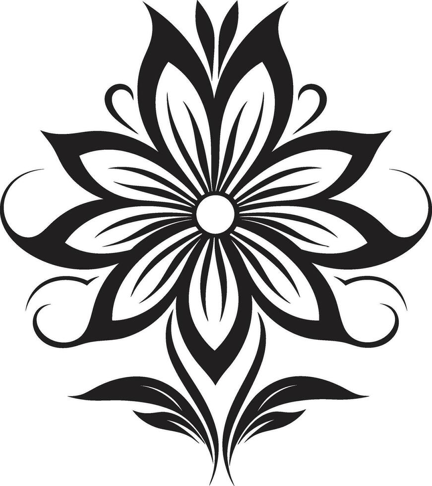 anmutig Blütenblatt Design handgemacht Vektor Symbol glatt Blumen- Komposition minimalistisch schwarz Symbol