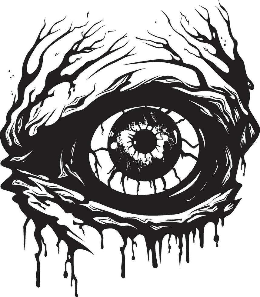 schrecklich Untote Auge gruselig schwarz Vektor schrecklich Zombie Blick schwarz Auge Symbol Design