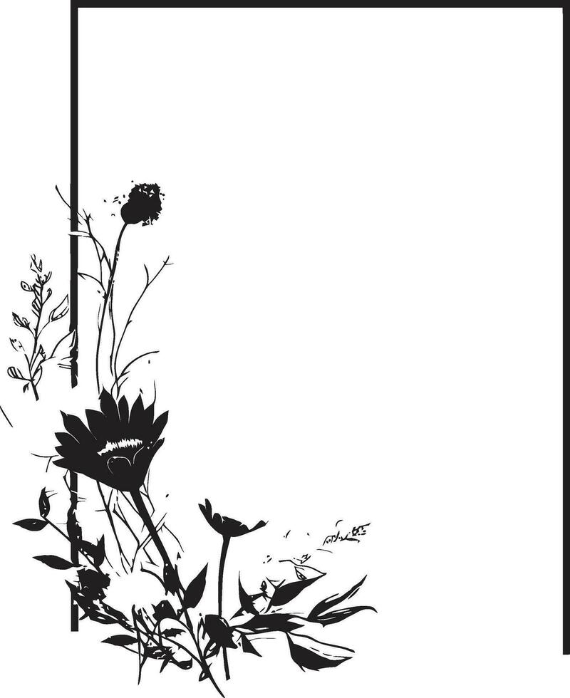 rena vektor botaniska ämnen hand dragen emblem elegant noir kronblad arrangemang minimalistisk logotyp