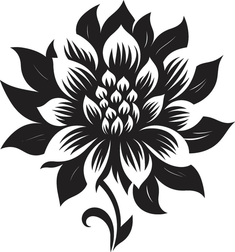 elegant blommig sammansättning minimalistisk svart ikon chic enda blomma svart konstnärlig emblem vektor