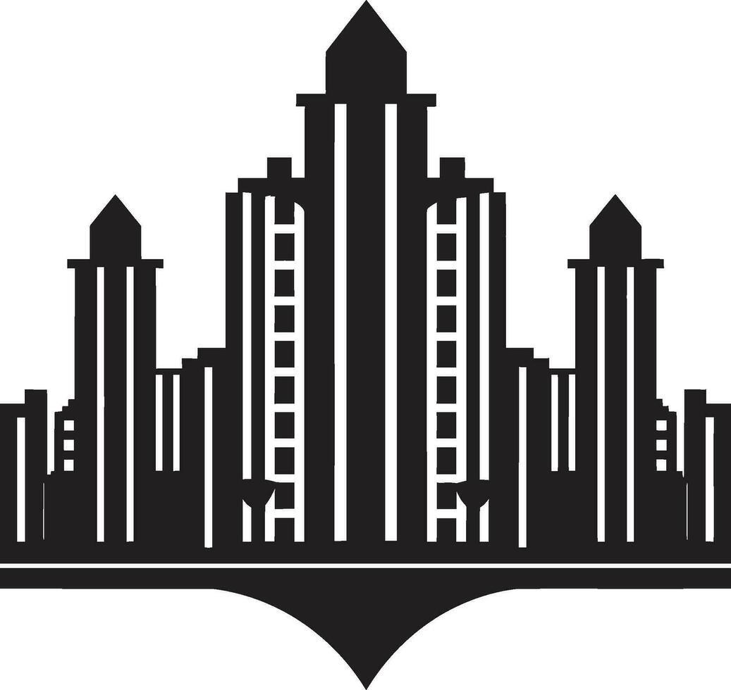 Stadtlinie Wolkenkratzer Eindruck städtisch mehrstöckig Vektor Logo Horizont mehrstöckig Design mehrstöckig Vektor Logo Symbol