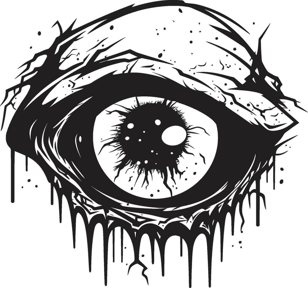makaber öga av skräck svart kuslig emblem kusligt odöda blick svart vektor zombie öga emblem