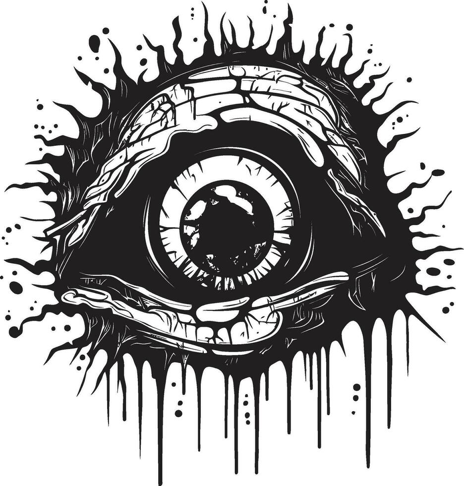 dämonisch Zombie Auge gruselig schwarz Symbol chillen Untote Sicht schwarz Zombie Auge Logo vektor