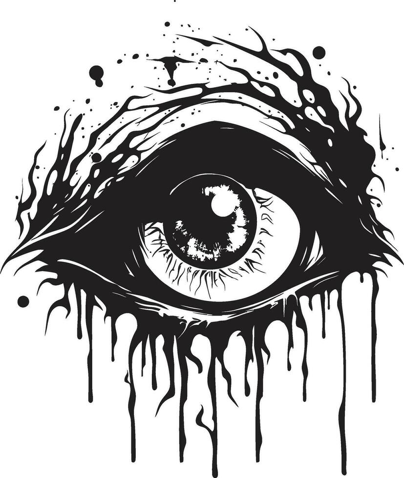 schrecklich Untote Auge gruselig schwarz Vektor schrecklich Zombie Blick schwarz Auge Symbol Design