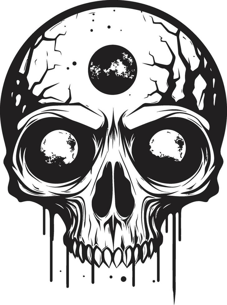 makaber ben strukturera kuslig vektor ikon makaber zombie profil svart skrämmande skalle logotyp
