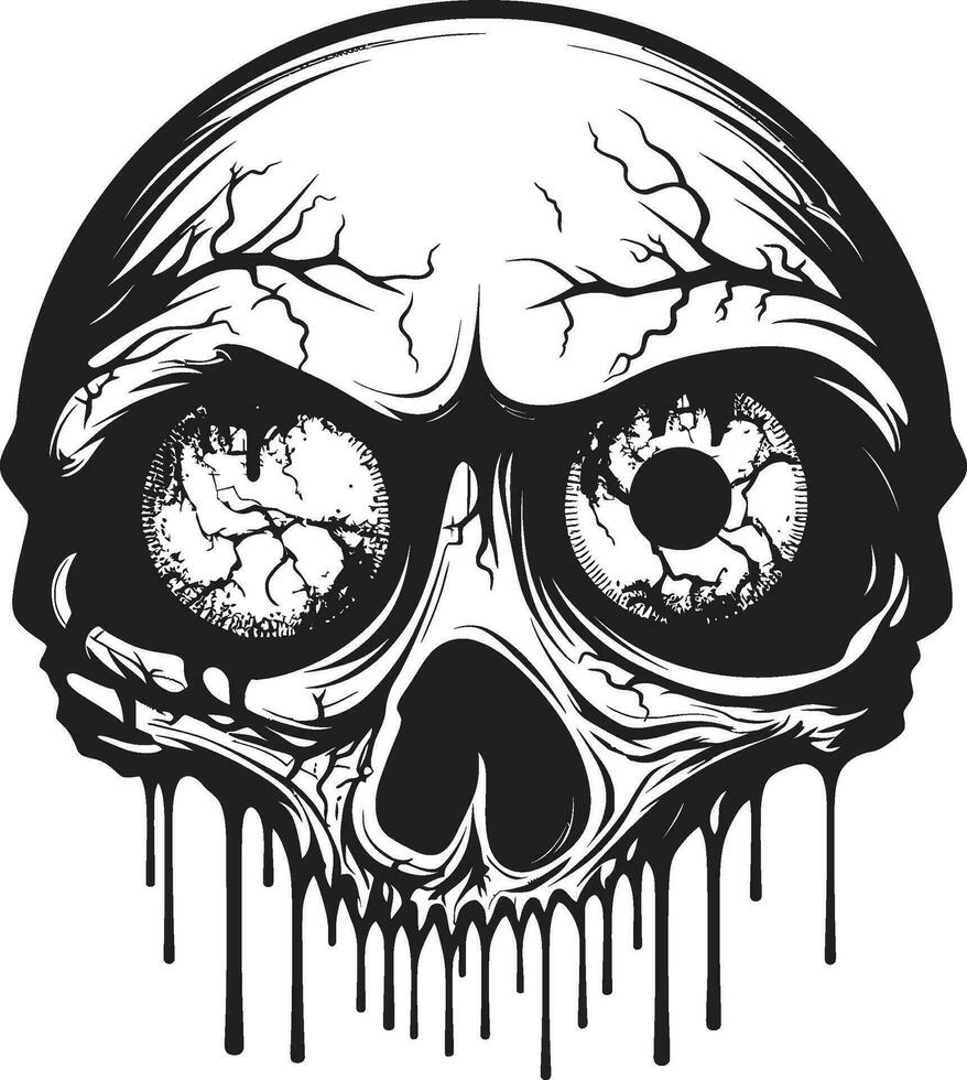 störend Zombie Schädel gruselig schwarz Vektor makaber Grusel Schädel schwarz gruselig Emblem