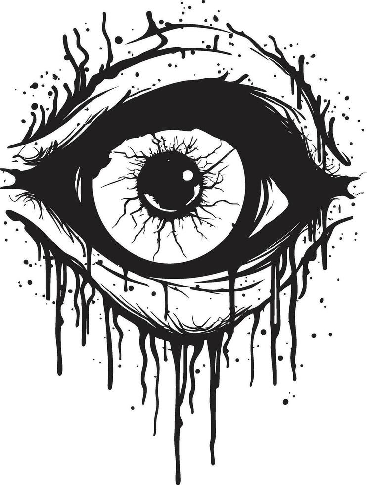 besatt zombie se vektor skrämmande öga emblem mardrömsk lysa skarpt svart zombie öga design