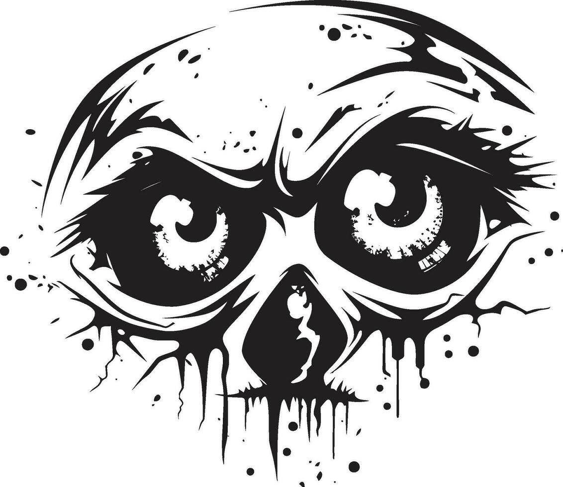 kusligt odöda skalle svart vektor Skräck emblem olycksbådande zombie kranium kuslig skalle logotyp ikon