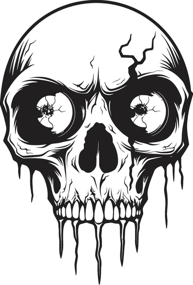 kusligt odöda skalle svart vektor Skräck emblem olycksbådande zombie kranium kuslig skalle logotyp ikon