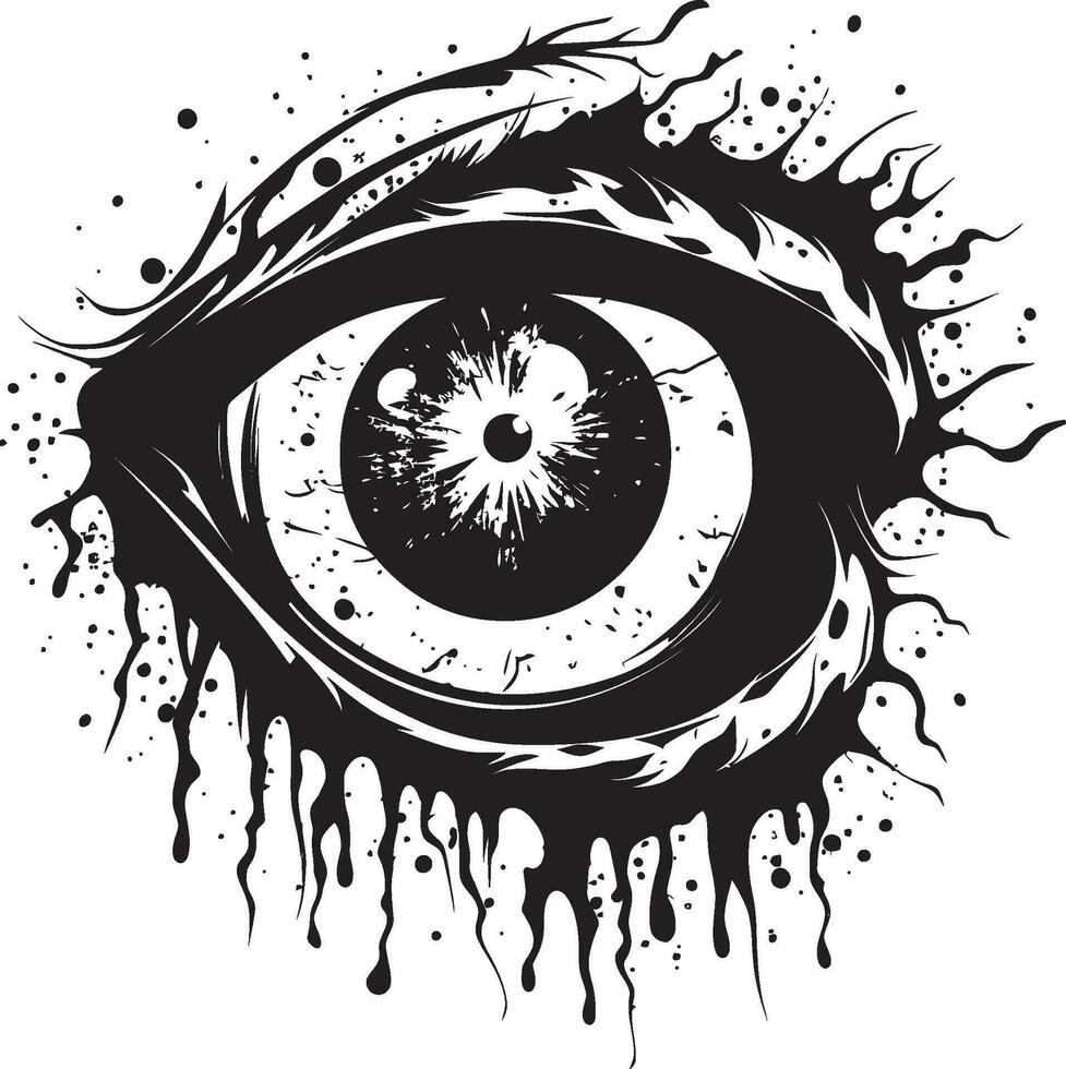 störande zombie blick kuslig svart vektor makaber öga av skräck svart kuslig emblem