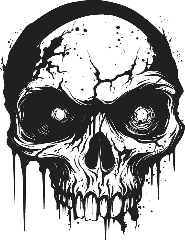 schrecklich Untote Grimasse gruselig schwarz Vektor schrecklich Zombie Gesicht schwarz Schädel Symbol Design