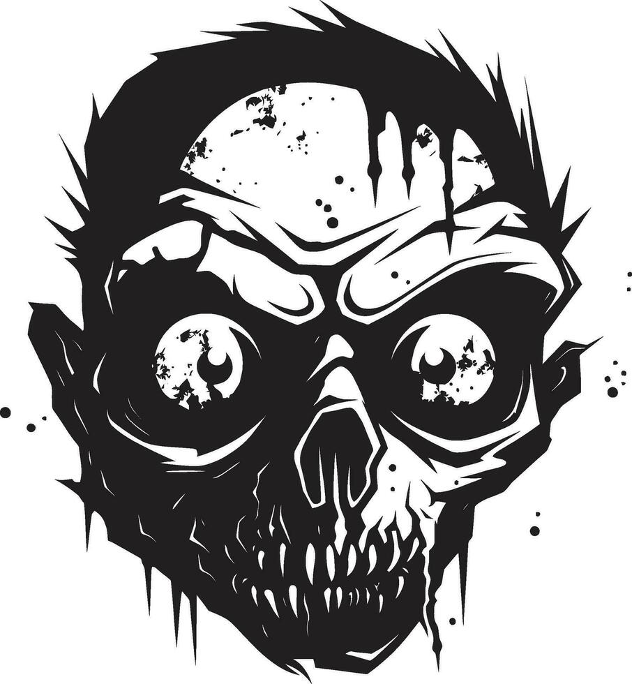 olycksbådande Skräck flin svart vektor skalle demonisk zombie skalle kuslig svart ikon