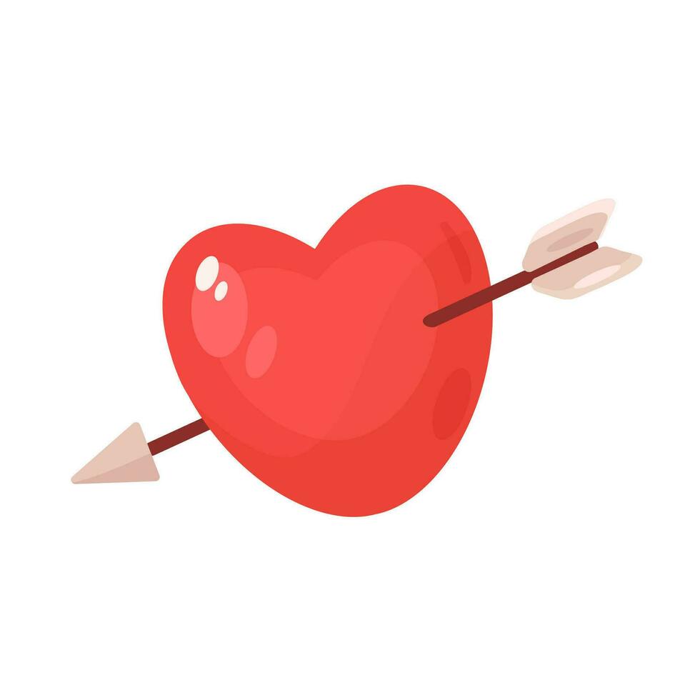 röd hjärta genomborrad förbi pil ikon i tecknad serie stil på en vit bakgrund vektor