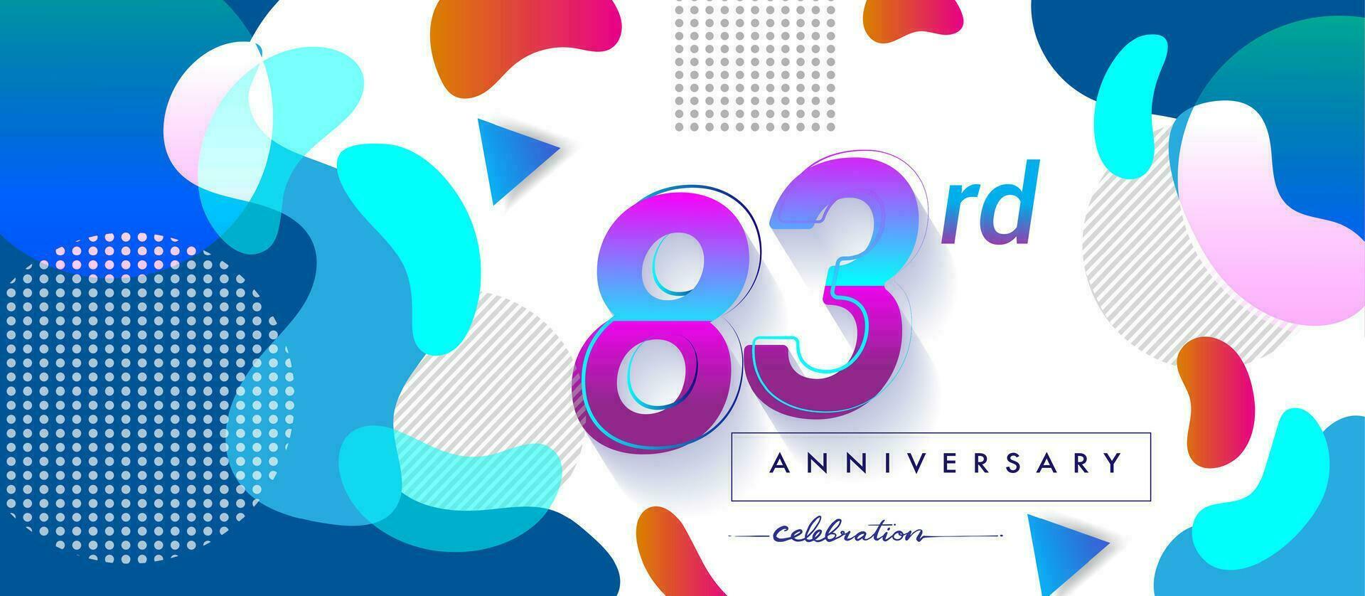 83. Jahre Jahrestag Logo, Vektor Design Geburtstag Feier mit bunt geometrisch Hintergrund und Kreise Form.