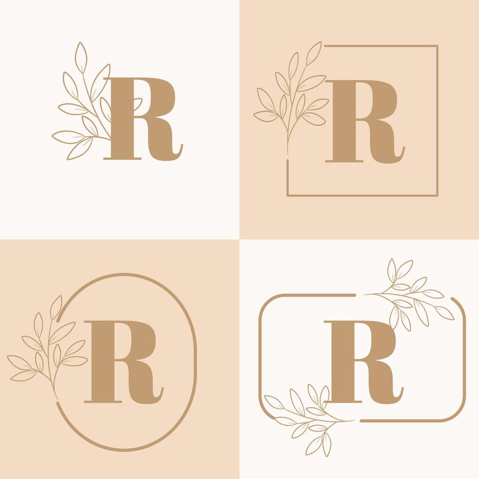 bröllopslogotyp, botanisk rustik trendig grönska vektor illustration blommig logotypdesign för bröllopsinbjudan, rsvp, tackkort, spara datumkortet