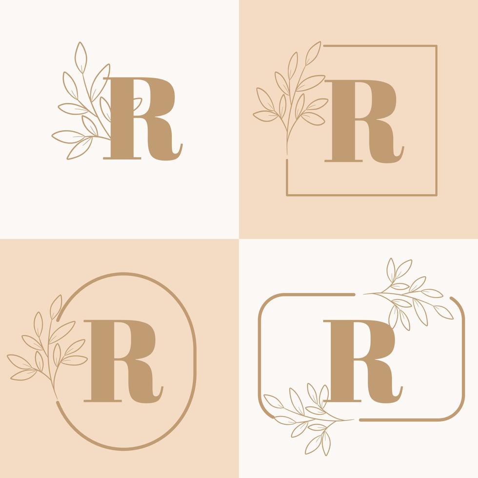 Hochzeitslogo, botanische rustikale trendige Grünvektorillustration florales Logodesign für Hochzeitseinladung, rsvp, Dankeskarten, Save the Date Karte vektor