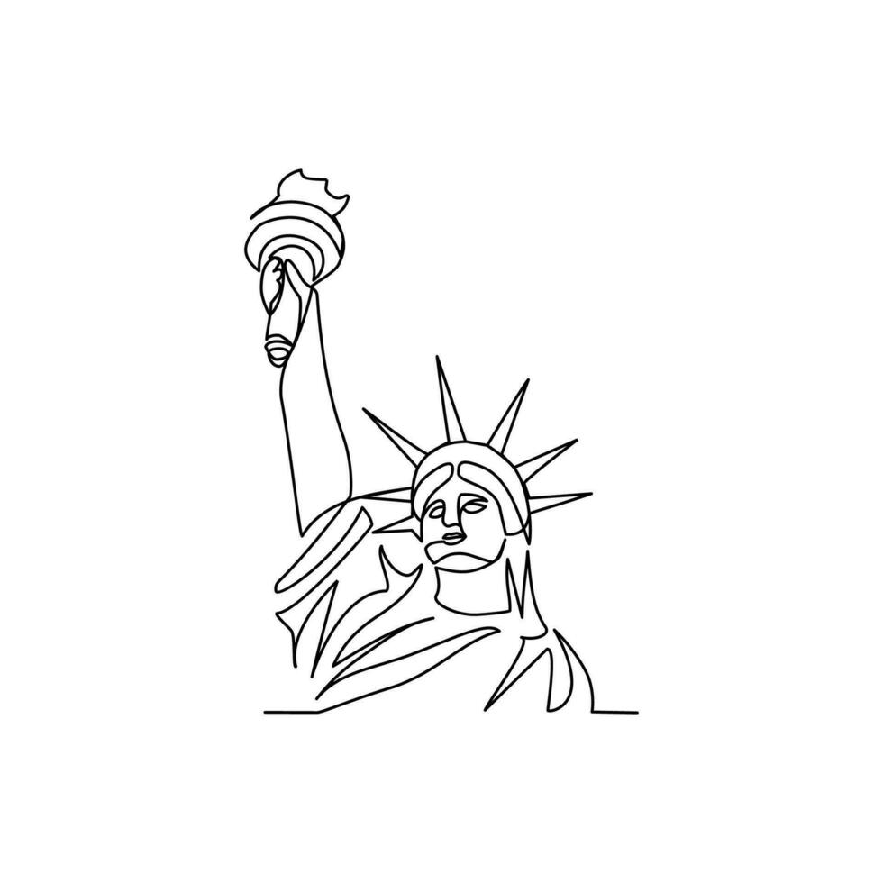 Statue von Freiheit gezeichnet im Linie Kunst Stil vektor