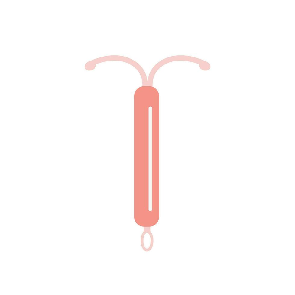 hormonell iud. Kupfer intrauterin Gerät farbig eben Stil Symbol. Frauen Verhütungsmittel Geburt Steuerung Methoden. weiblich Empfängnisverhütung. sicher Sex Vektor Element isoliert auf Weiß.