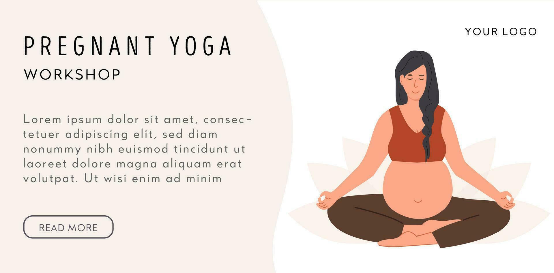 gravid kvinna mediterar på Hem. prenatal yoga. kvinna Sammanträde med ben korsade praktiserande meditation. avkopplande övning under graviditet. mor med mage på en matta. platt stil vektor illustration.