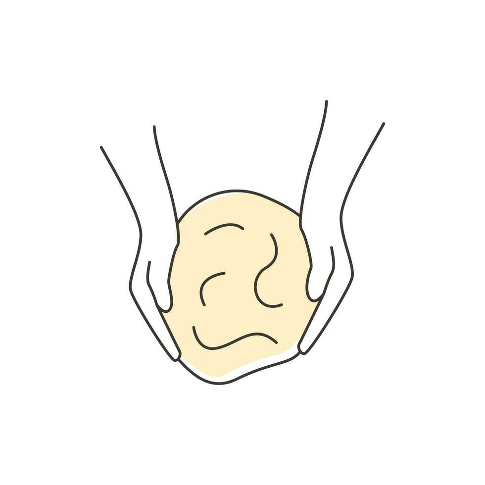 uppsättning av knådning deg händer. hemlagad bageri. framställning surdeg bröd. instruktion för bakning recept. platt vektor hand dragen klotter stil isolerat på vit illustration för kokbok eller matlagning blogg.