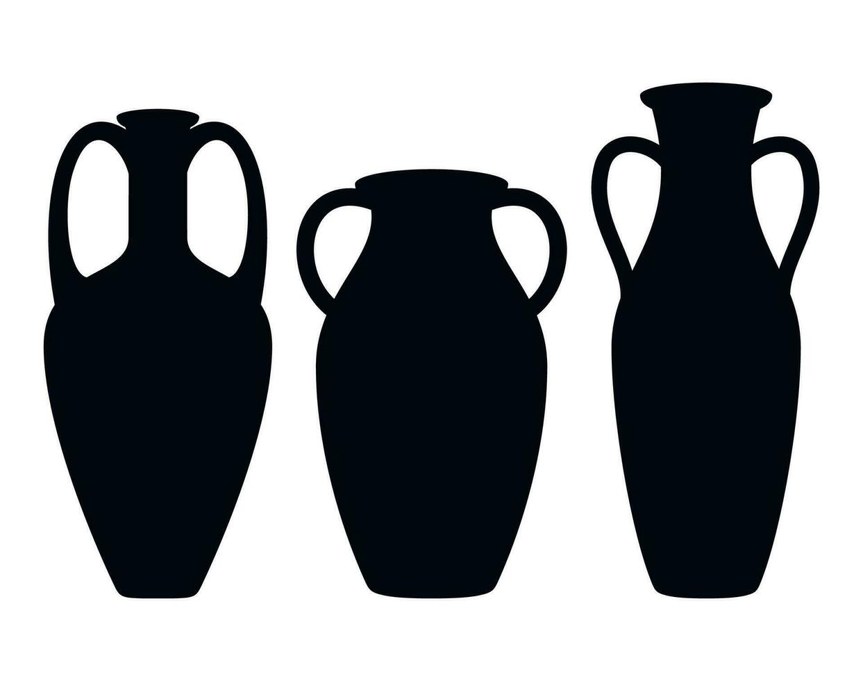 Antiquität Amphora Symbole mit zwei Griffe. uralt Lehm Vasen Gläser, alt traditionell Jahrgang Topf. Keramik Krug archäologisch Artefakte. griechisch oder römisch Schiff Keramik zum Wein oder Öl. Vektor