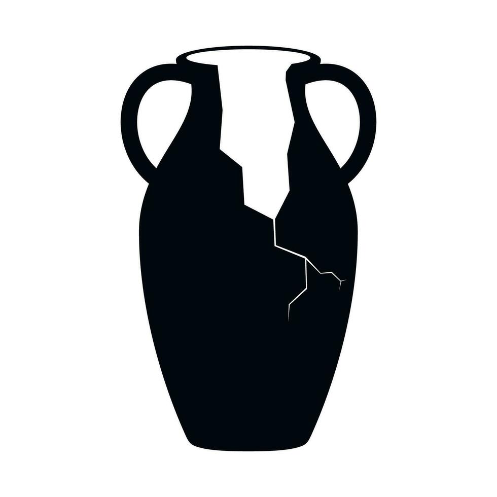 gebrochen uralt Amphora Symbol mit zwei Griffe. Antiquität Lehm Vase Krug, alt traditionell Jahrgang Topf. Keramik Krug archäologisch Artefakt. griechisch oder römisch Schiff Keramik zum Wein oder Öl. Vektor