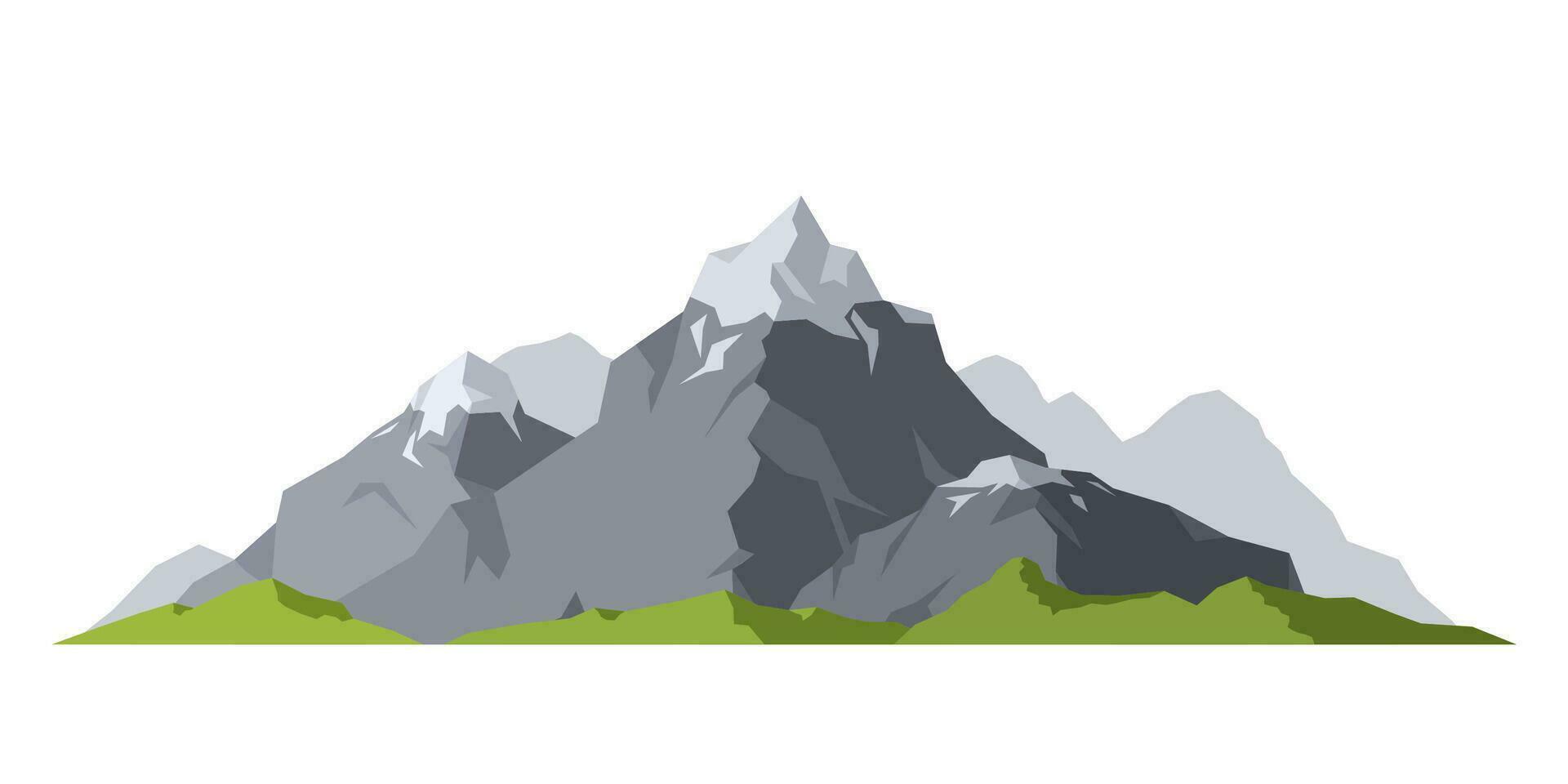 Berg reifen Silhouette Element draussen Schnee Eis Spitzen isoliert auf Weiß Hintergrund, Camping Landschaft Reise Klettern oder Wandern Geologie Berg. Vektor Illustration.