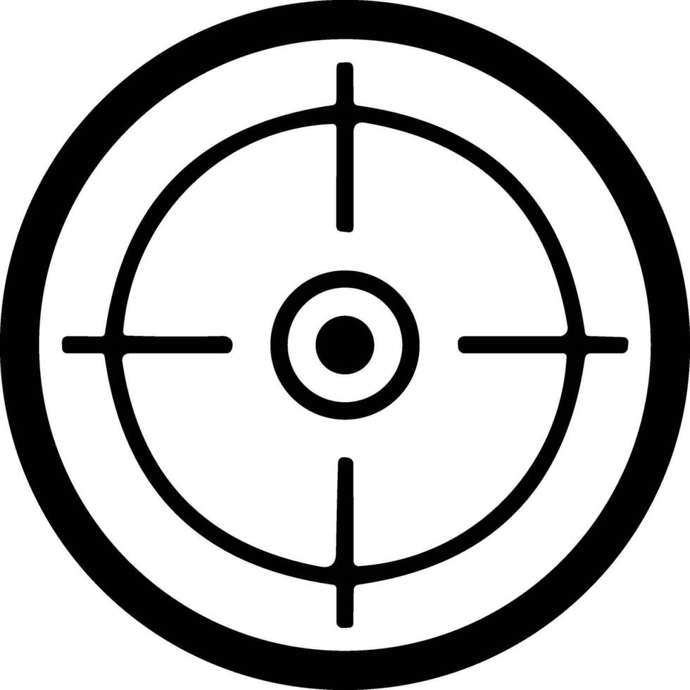 mål och destination. mål och syfte, targeting och sikta. hårkors, pistol syn vektor ikon. bullseye, svart mål eller syfte symbol. militär gevär omfattning, skytte mark