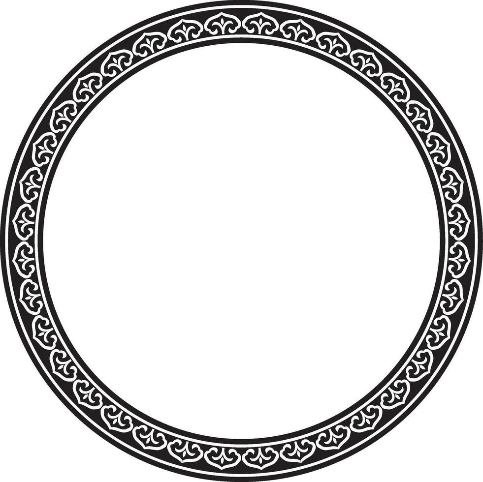.vektor svartvit svart runda kinesisk prydnad. ram, gräns, cirkel, ringa av asiatisk människors av de öst vektor