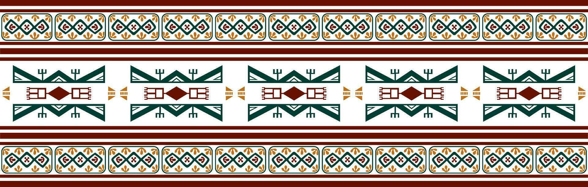 Vektor bunt einheimisch amerikanisch nahtlos Muster. endlos aztekisch, Maya, Inka Ornament. Zeichnung zum Rand und Rahmen