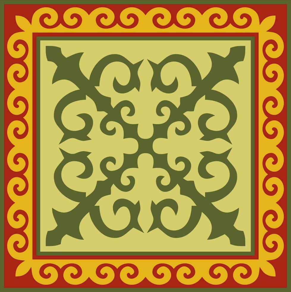 Vektor farbig Platz kazakh National Ornament. ethnisch Muster von das Völker von das großartig Steppe, .Mongolen, Kirgisen, Kalmücken, Burjaten