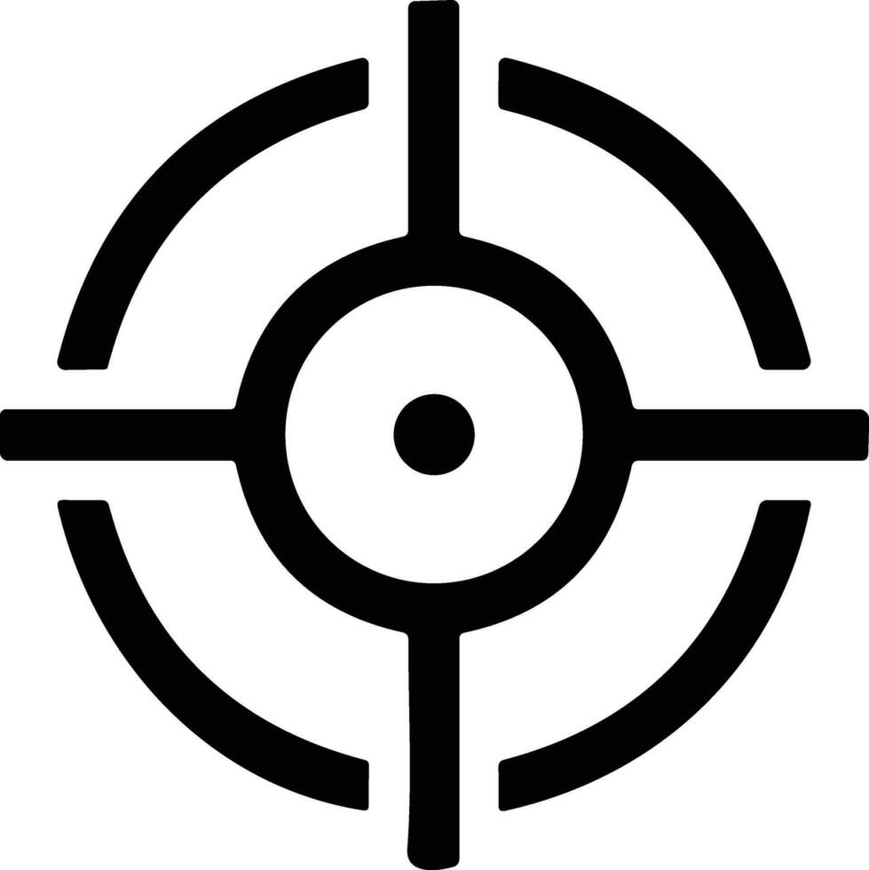 Ziel und Ziel. Ziel und Ziel, Targeting und Zielen. Fadenkreuz, Gewehr Sicht Vektor Symbol. Volltreffer, schwarz Ziel oder Ziel Symbol. Militär- Gewehr Umfang, Schießen Kennzeichen