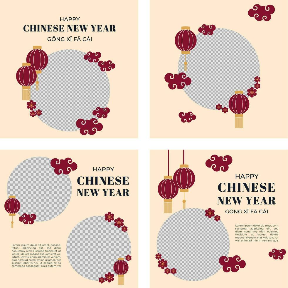 röd lykta kinesisk ny år mall vektor