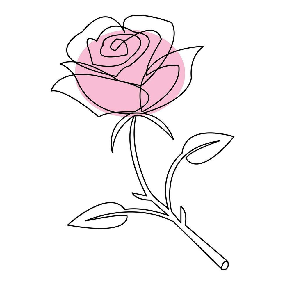 Rose Blume kontinuierlich Single Linie Kunst Zeichnung Gliederung Vektor Illustration minimalistisch Design