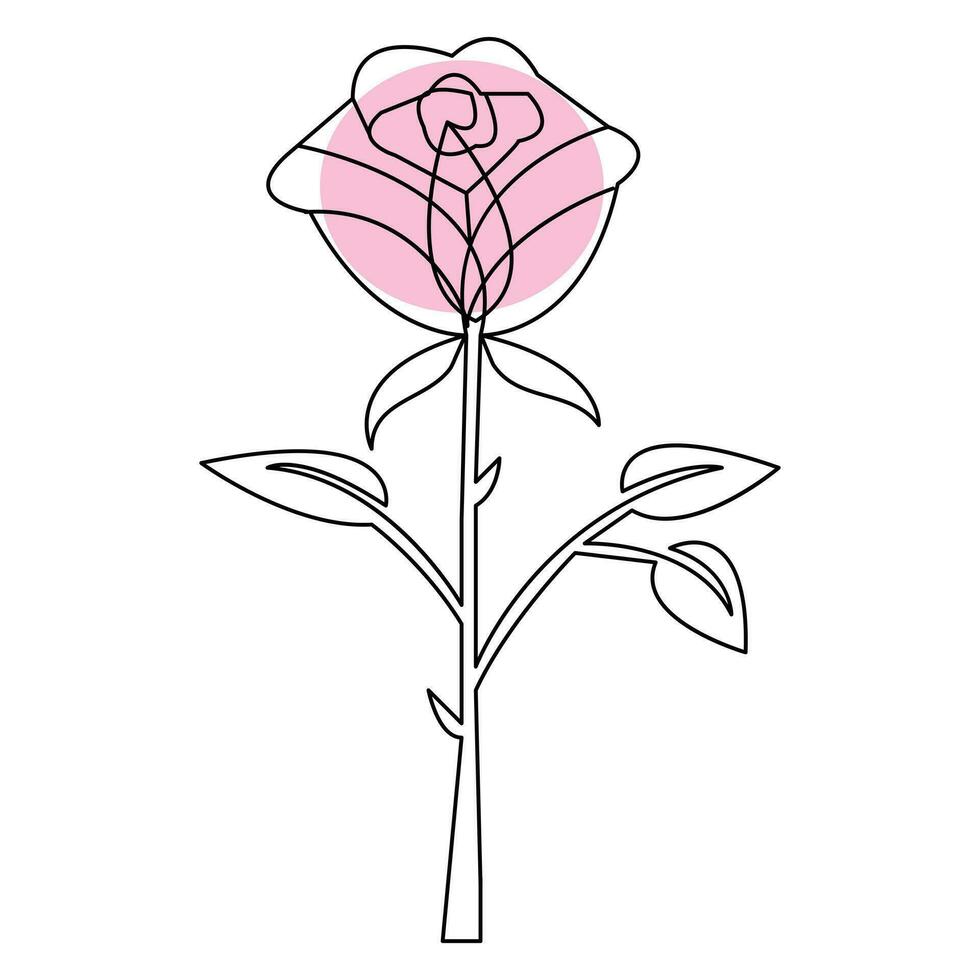 Rose Blume kontinuierlich Single Linie Kunst Zeichnung Gliederung Vektor Illustration minimalistisch Design